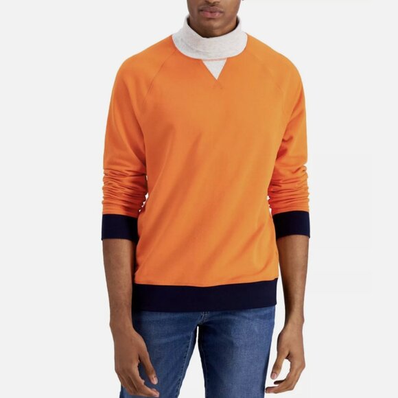 BNWT Club Room Mens Fleece Long Sleeve Colorblock Turtleneck Sweater Orange XXL - Picture 3 of 10